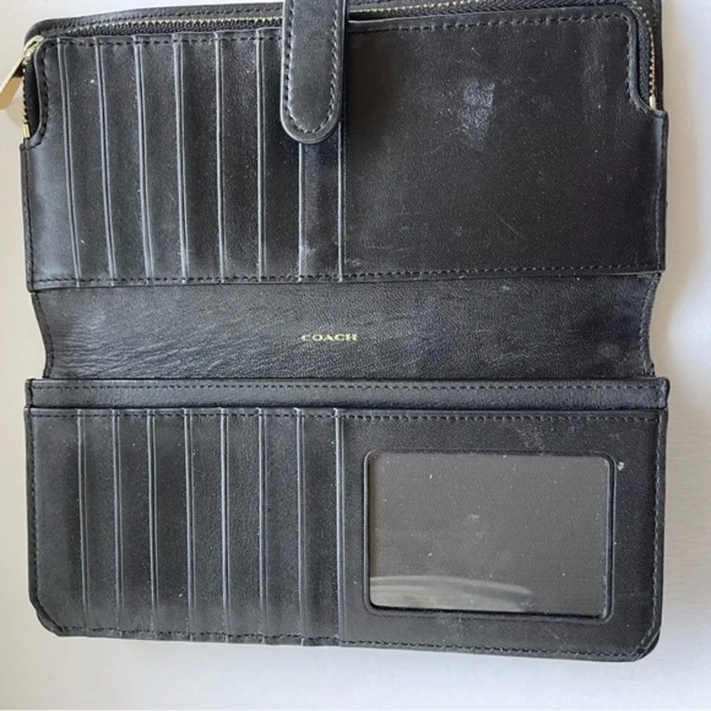 COACH Black leather skinny wallet